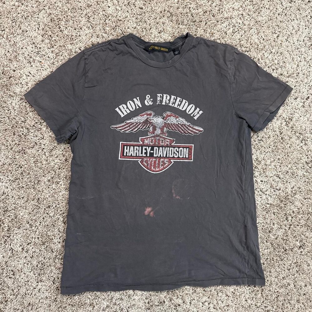 Harley-davidson Men's Grey and Black T-shirt